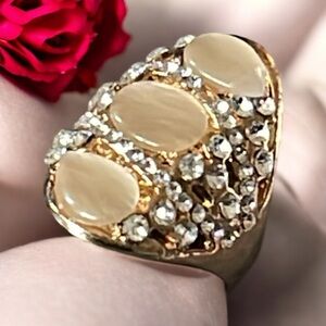 Stunning Rhinestone and Rock Costume Ring